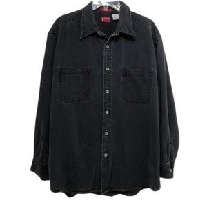 Levi's Black Denim Shirt Loose Fit Button Up Shirt Heavyweight Cotton Mens Large